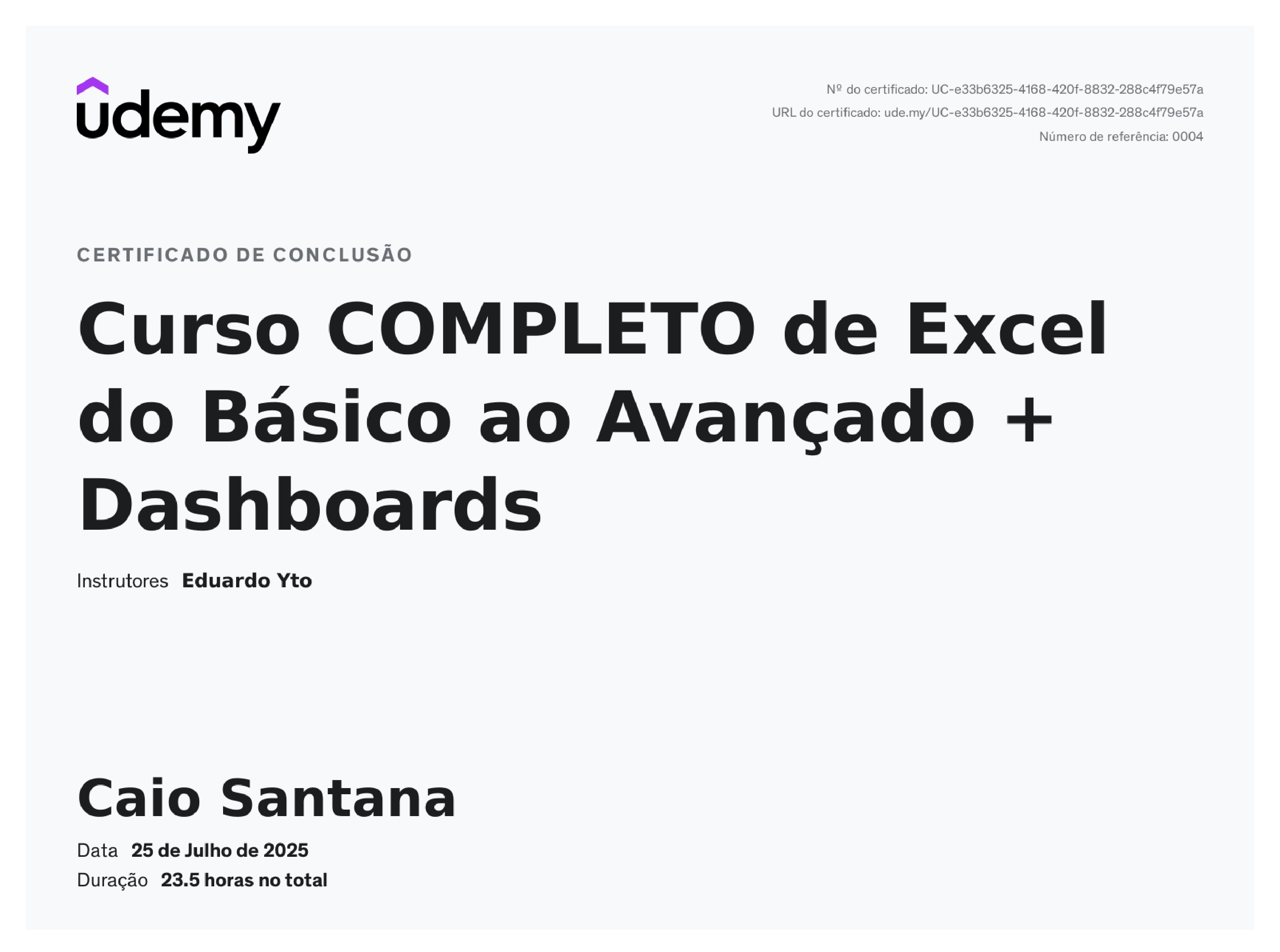 Certificado Excel